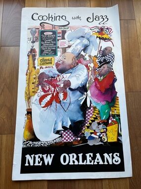Vintage 1979 Leo Meiersdroff Cooking With Jazz Art Poster Print New Orleans